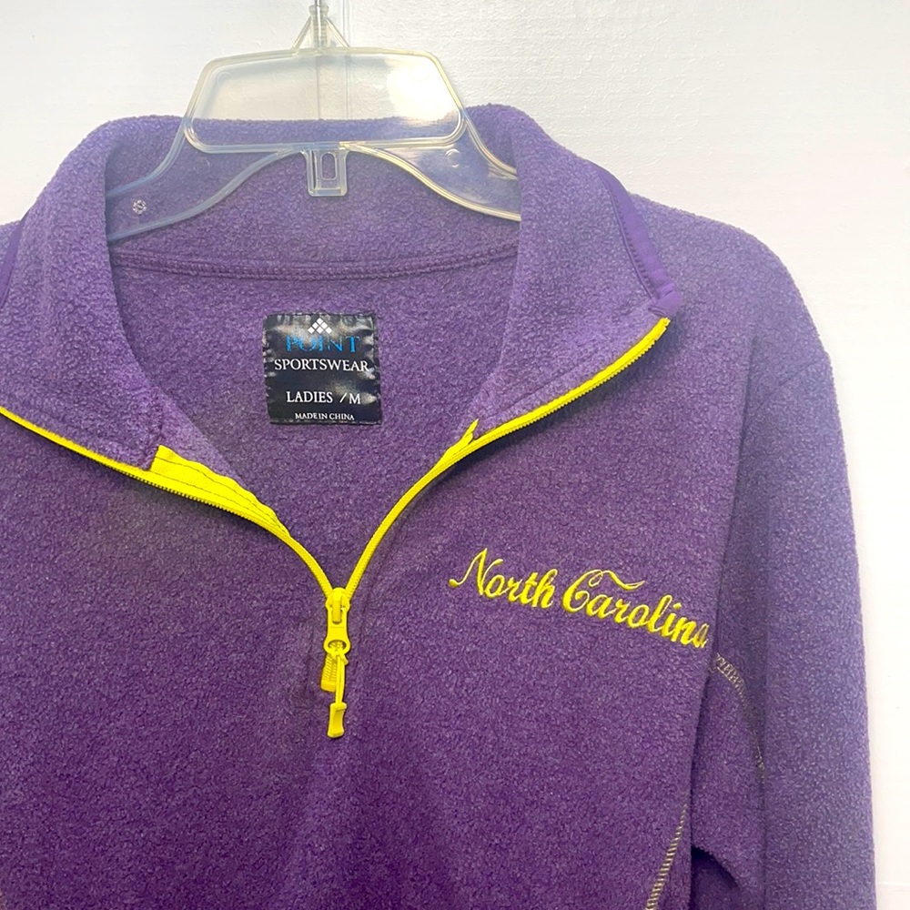 "North Carolina" Womens Half Zip Fleece (Purple, Yellow Trim) Size Large